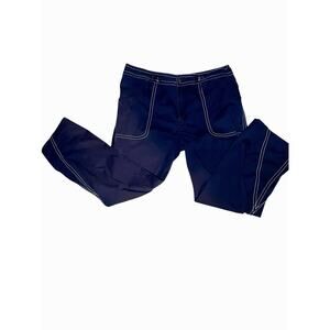 Activoloy Capri Pants Petite XL Navy Blue Wide Leg Active Y2K Cotton Spandex